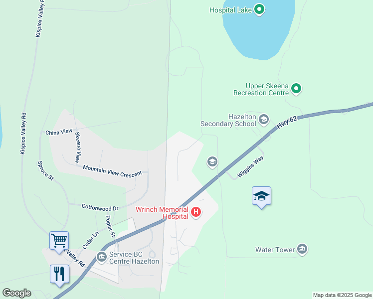 map of restaurants, bars, coffee shops, grocery stores, and more near Strathern Road in Hazelton