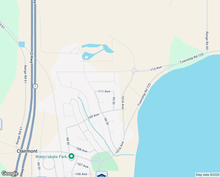 map of restaurants, bars, coffee shops, grocery stores, and more near 9506 111 Avenue in Clairmont