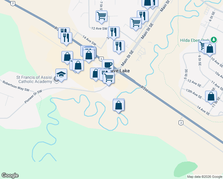 map of restaurants, bars, coffee shops, grocery stores, and more near 1551 Main Street Southeast in Slave Lake