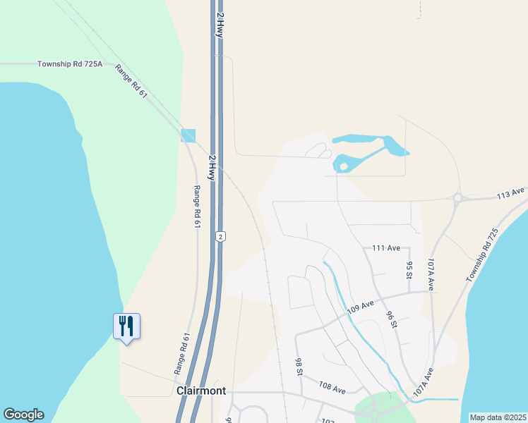 map of restaurants, bars, coffee shops, grocery stores, and more near 11218 98 Street in Clairmont