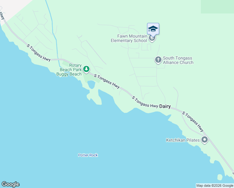 map of restaurants, bars, coffee shops, grocery stores, and more near 3710 Justice Court in Ketchikan