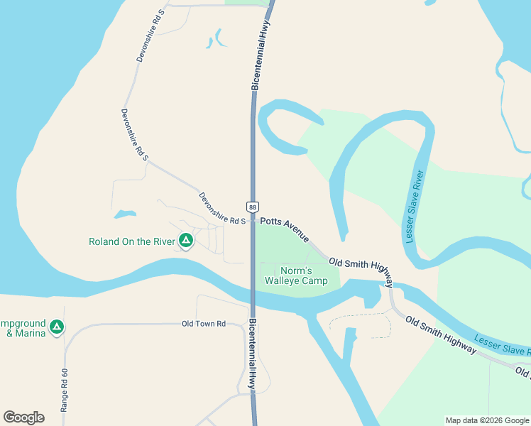 map of restaurants, bars, coffee shops, grocery stores, and more near 55054 Old Smith Highway in Slave Lake
