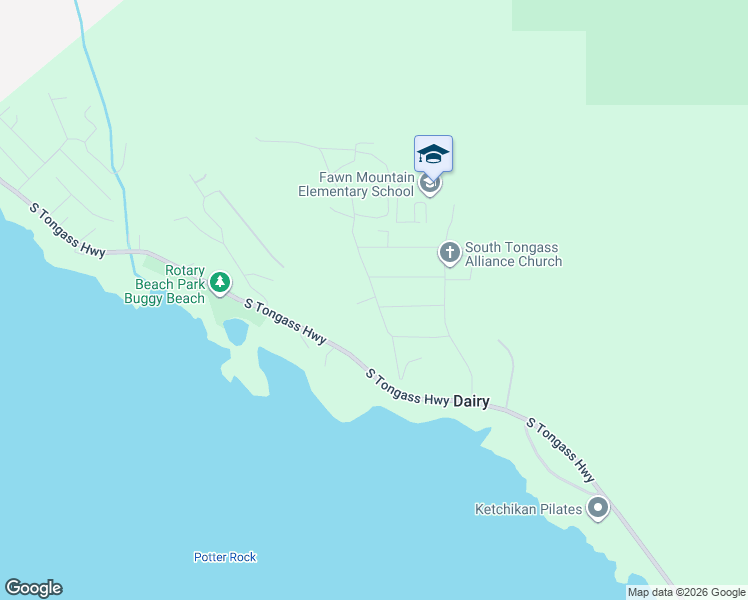 map of restaurants, bars, coffee shops, grocery stores, and more near 3921 Big Rock Rd in Ketchikan