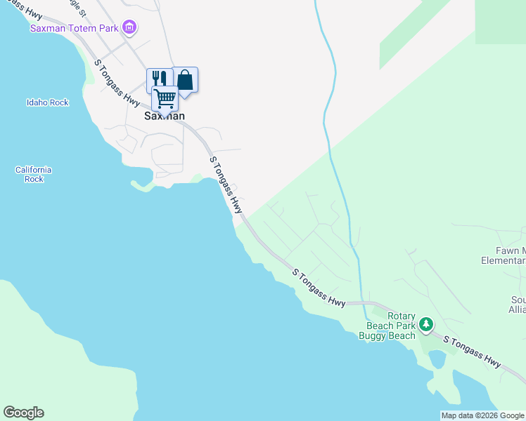 map of restaurants, bars, coffee shops, grocery stores, and more near 2977 Forss Avenue in Ketchikan