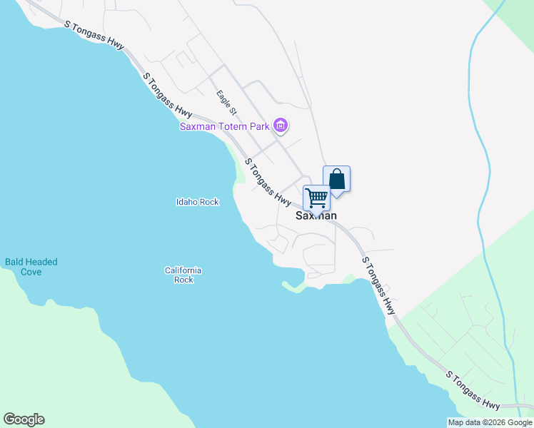 map of restaurants, bars, coffee shops, grocery stores, and more near 2793 Bear Clan Street in Ketchikan