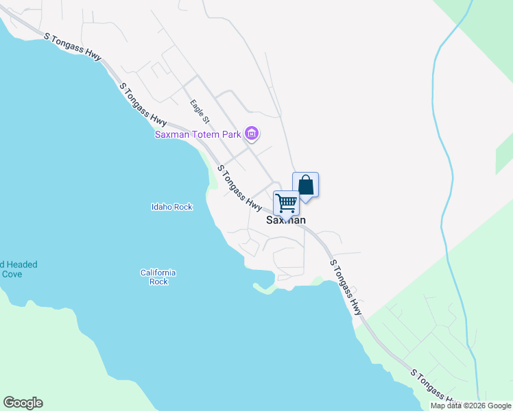map of restaurants, bars, coffee shops, grocery stores, and more near 2793 Bear Clan Street in Ketchikan