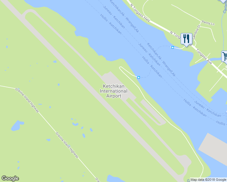 map of restaurants, bars, coffee shops, grocery stores, and more near 1000 Airport Terminal Building in Ketchikan