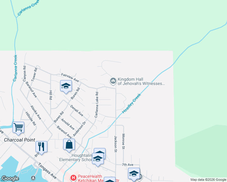 map of restaurants, bars, coffee shops, grocery stores, and more near 1008-1022 Jackson St in Ketchikan