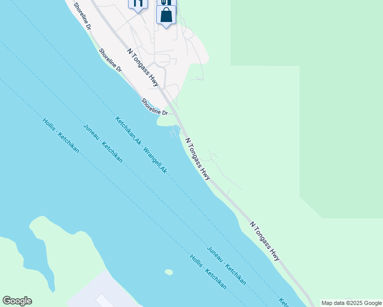 map of restaurants, bars, coffee shops, grocery stores, and more near 38 Baker Street in Ketchikan