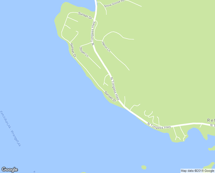 map of restaurants, bars, coffee shops, grocery stores, and more near 95 Sunrise Lane in Ketchikan