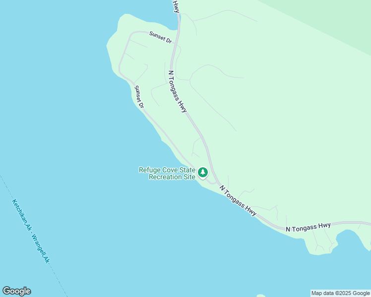 map of restaurants, bars, coffee shops, grocery stores, and more near 95 Sunrise Lane in Ketchikan