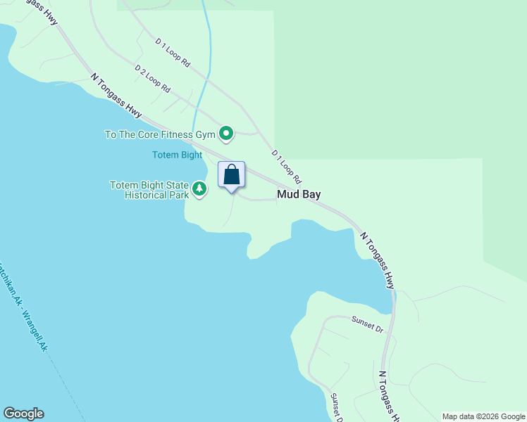 map of restaurants, bars, coffee shops, grocery stores, and more near 9737 Mud Bay Rd. in Ketchikan