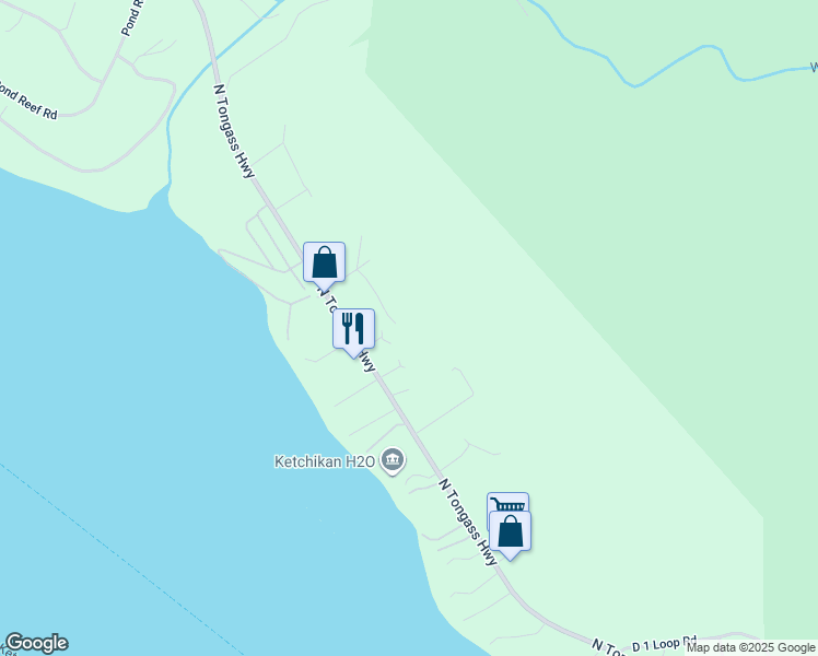 map of restaurants, bars, coffee shops, grocery stores, and more near 11092 Connie Lane in Ketchikan