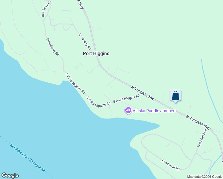 map of restaurants, bars, coffee shops, grocery stores, and more near 12433 Blackberry Lane in Ketchikan