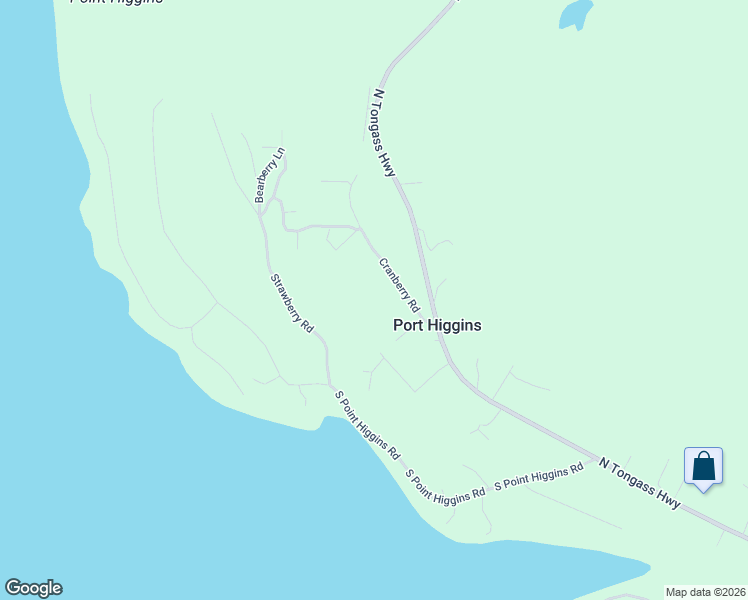 map of restaurants, bars, coffee shops, grocery stores, and more near 109 Cranberry Road in Ketchikan