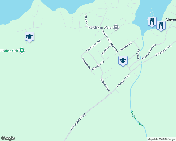 map of restaurants, bars, coffee shops, grocery stores, and more near 249 Yeoman Road in Ketchikan