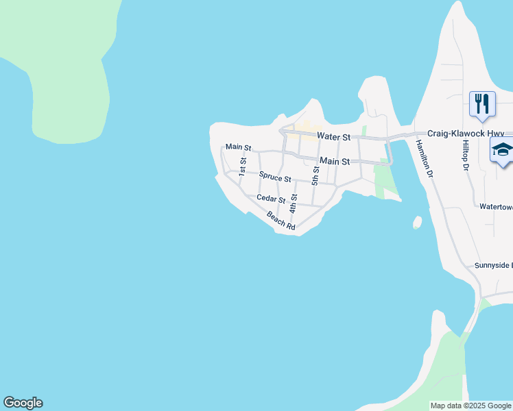 map of restaurants, bars, coffee shops, grocery stores, and more near 506 2nd Street in Craig