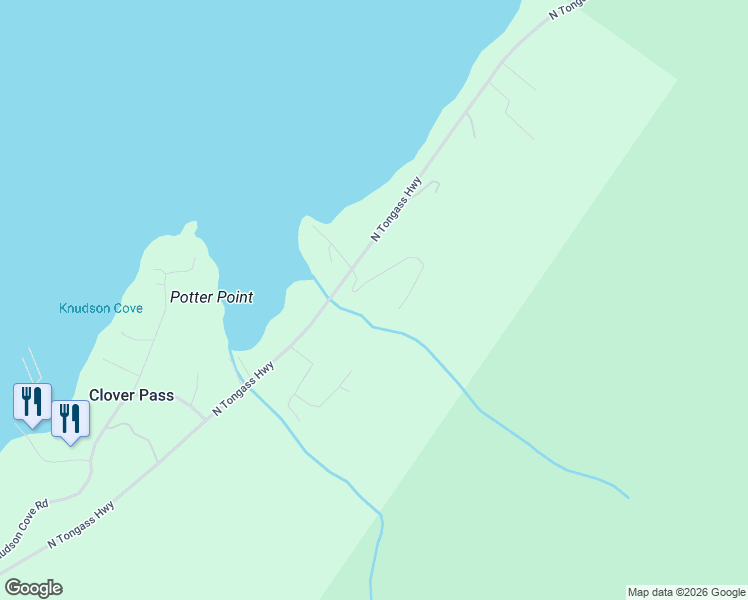 map of restaurants, bars, coffee shops, grocery stores, and more near 60 Clover View Road in Ketchikan