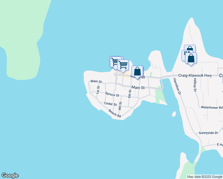 map of restaurants, bars, coffee shops, grocery stores, and more near 506 2nd Street in Craig