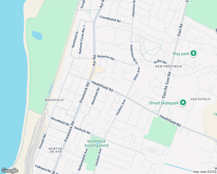 map of restaurants, bars, coffee shops, grocery stores, and more near Heathfield Road in South Ayrshire Council