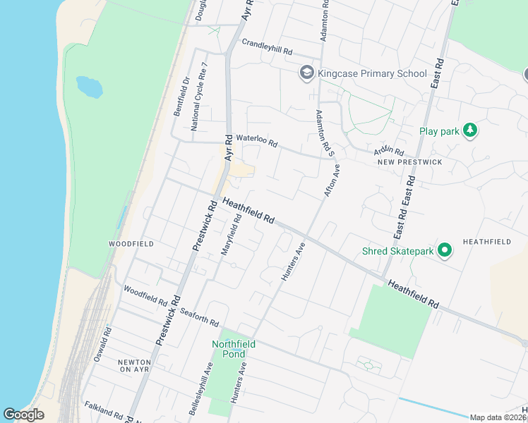 map of restaurants, bars, coffee shops, grocery stores, and more near Heathfield Road in South Ayrshire Council