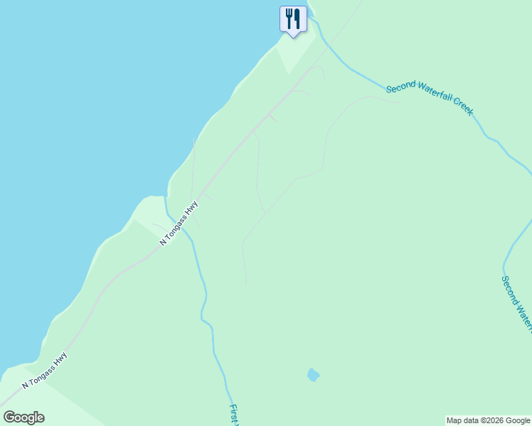 map of restaurants, bars, coffee shops, grocery stores, and more near 16156 Waterfall Road in Ketchikan