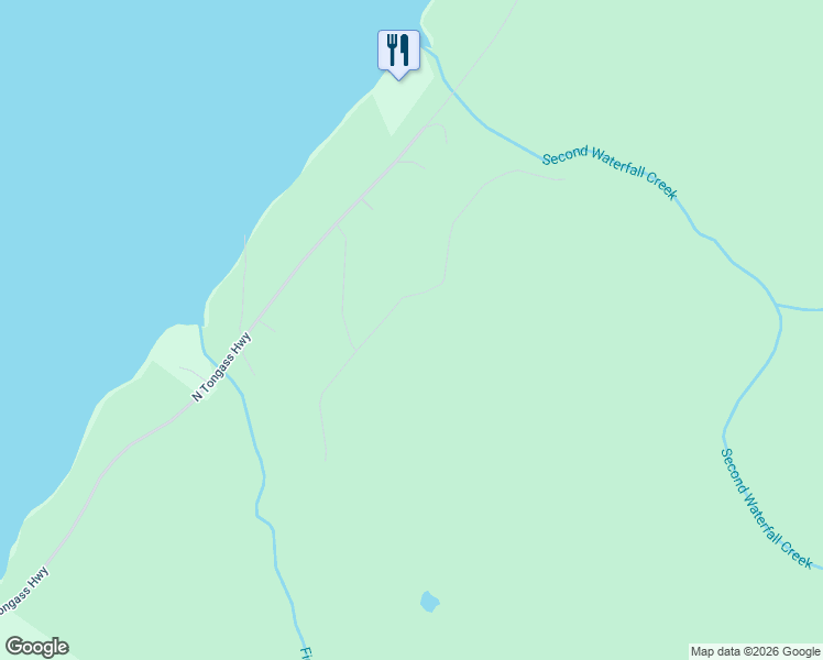 map of restaurants, bars, coffee shops, grocery stores, and more near 16402 Waterfall Road in Ketchikan
