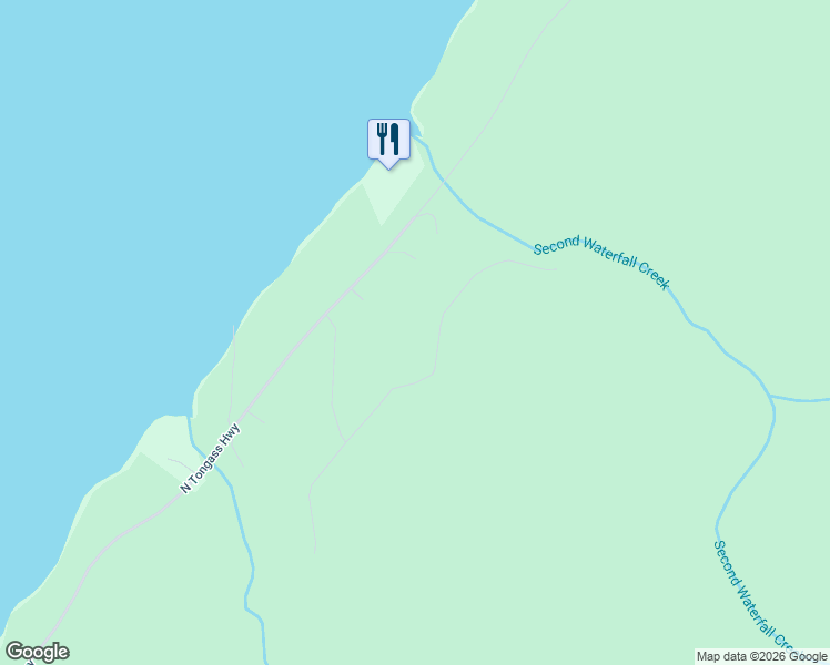 map of restaurants, bars, coffee shops, grocery stores, and more near 6000 Waterfall Road 1 Blk in Ketchikan