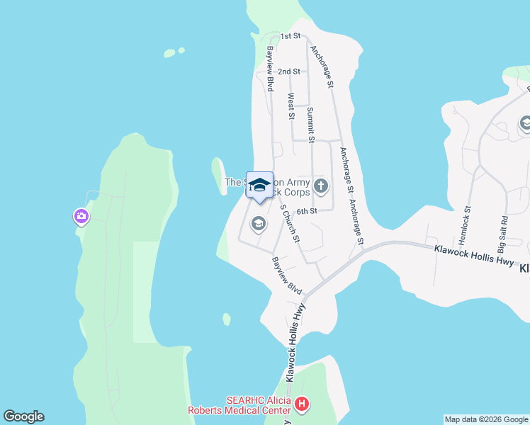 map of restaurants, bars, coffee shops, grocery stores, and more near 658-686 South Church Street in Klawock
