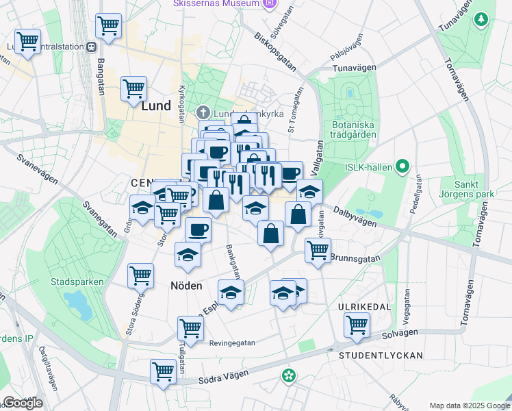 map of restaurants, bars, coffee shops, grocery stores, and more near in 