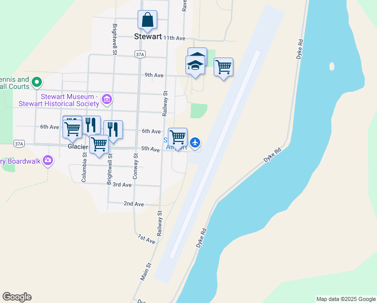 map of restaurants, bars, coffee shops, grocery stores, and more near Main Street in Kitimat-Stikine Regional District
