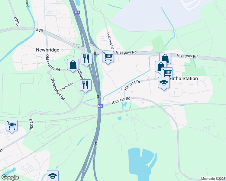 map of restaurants, bars, coffee shops, grocery stores, and more near 13B Queen Anne Drive in Edinburgh