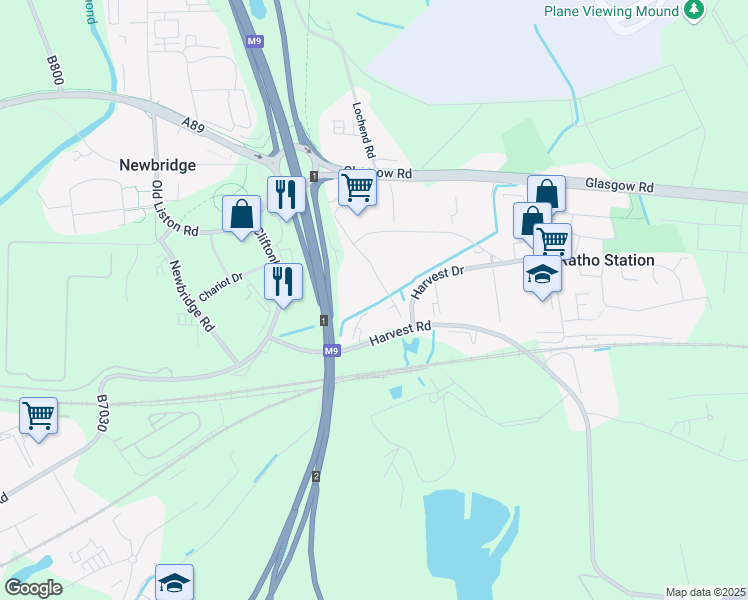 map of restaurants, bars, coffee shops, grocery stores, and more near 13B Queen Anne Drive in Edinburgh