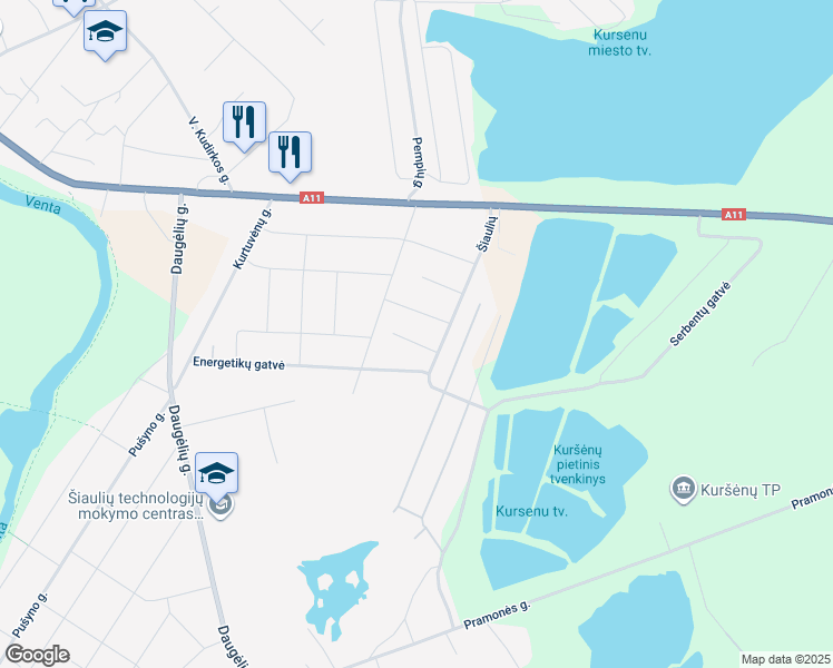 map of restaurants, bars, coffee shops, grocery stores, and more near in Kuršėnai