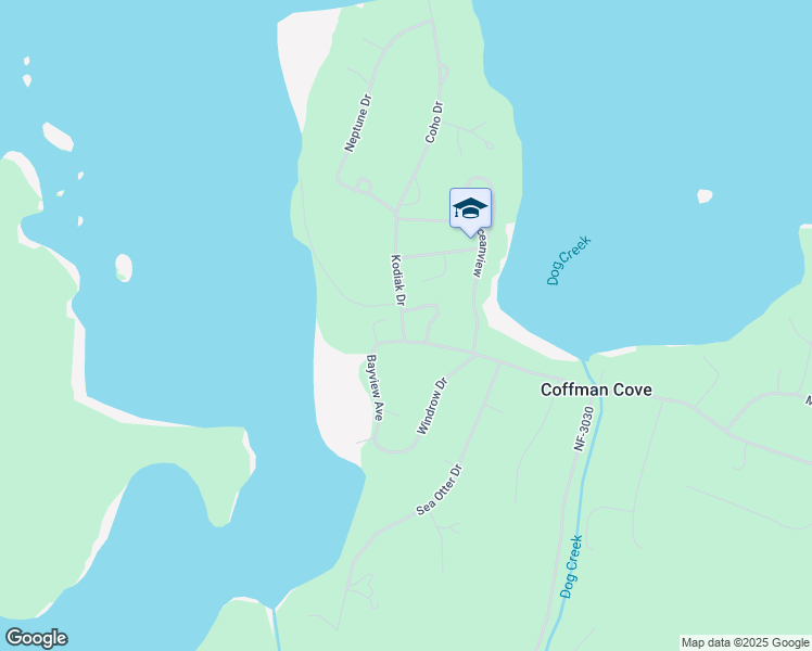 map of restaurants, bars, coffee shops, grocery stores, and more near Bayview Avenue in Coffman Cove