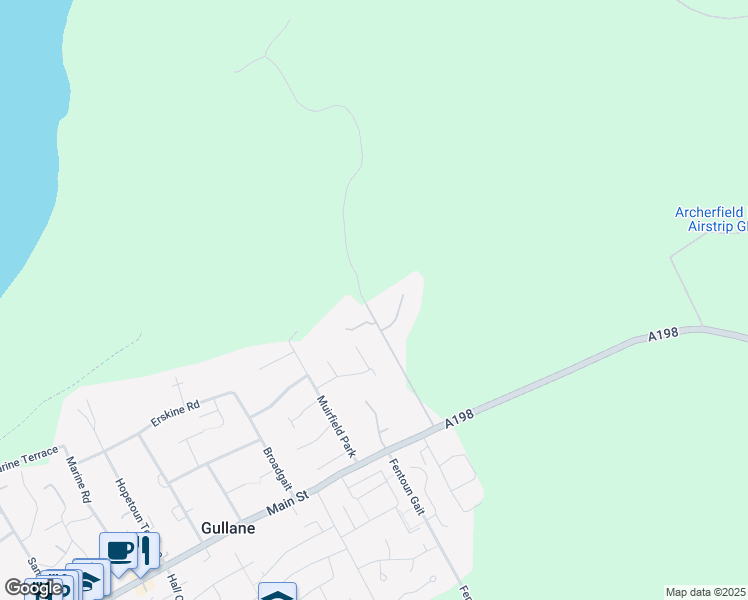 map of restaurants, bars, coffee shops, grocery stores, and more near Duncur Road in East Lothian