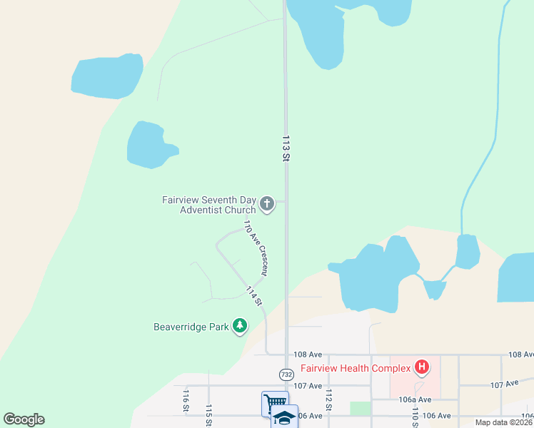 map of restaurants, bars, coffee shops, grocery stores, and more near 11312 113 Avenue in Fairview
