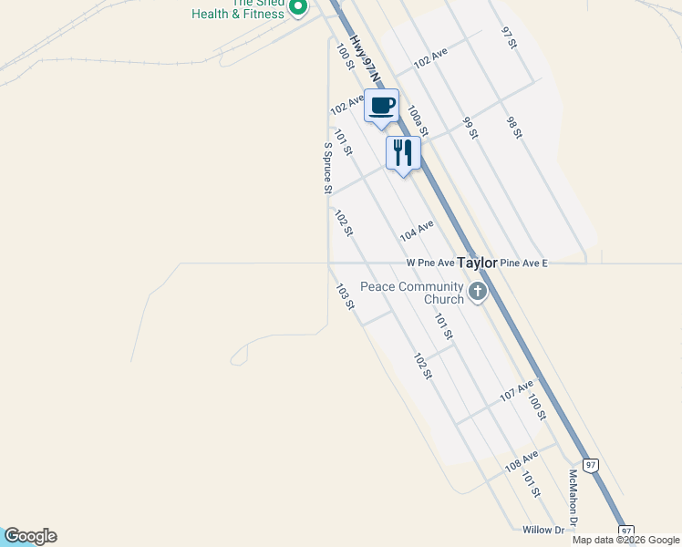 map of restaurants, bars, coffee shops, grocery stores, and more near 10223 West Pine Avenue in Taylor