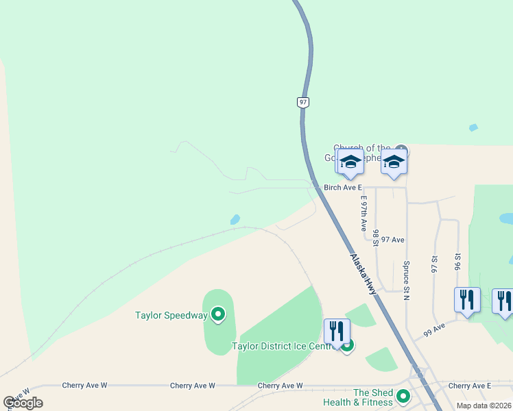 map of restaurants, bars, coffee shops, grocery stores, and more near Birch Avenue West in Taylor