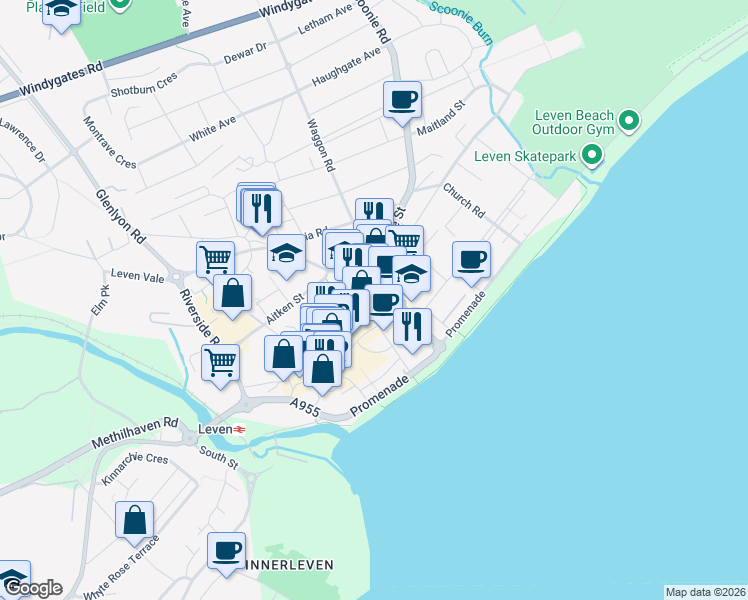 map of restaurants, bars, coffee shops, grocery stores, and more near 81 High Street in Fife