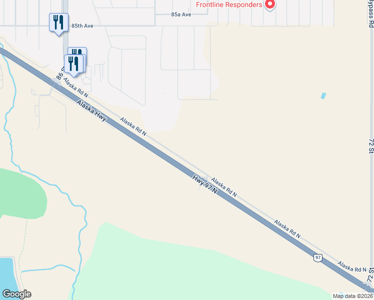 map of restaurants, bars, coffee shops, grocery stores, and more near 7914 Alaska Road North in Fort St. John