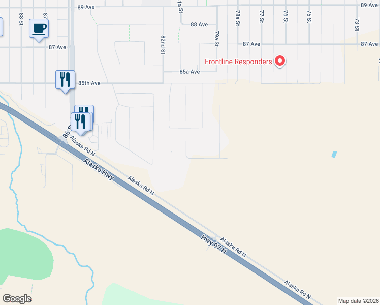 map of restaurants, bars, coffee shops, grocery stores, and more near 8107 81A Street in Fort St. John