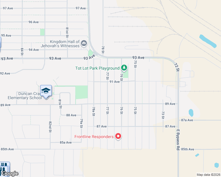 map of restaurants, bars, coffee shops, grocery stores, and more near 9011 77 Street in Fort St. John