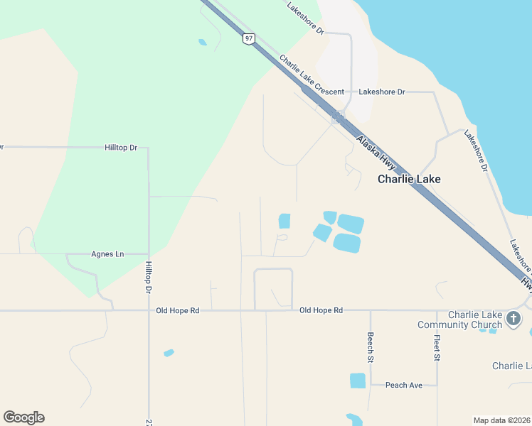 map of restaurants, bars, coffee shops, grocery stores, and more near 18-12842 Old Hope Road in Charlie Lake