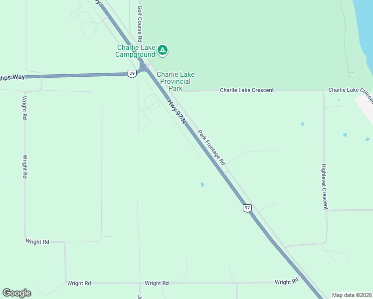 map of restaurants, bars, coffee shops, grocery stores, and more near 13366 Tompkins Frontage Road in Charlie Lake