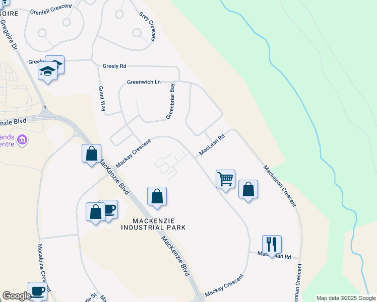 map of restaurants, bars, coffee shops, grocery stores, and more near 266 Mackay Crescent in Fort McMurray