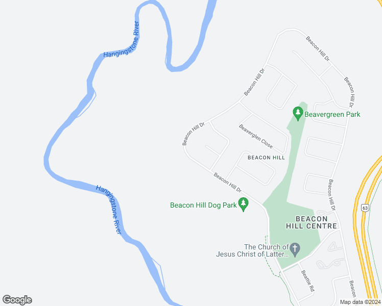 map of restaurants, bars, coffee shops, grocery stores, and more near 296 Beacon Hill Drive in Fort McMurray