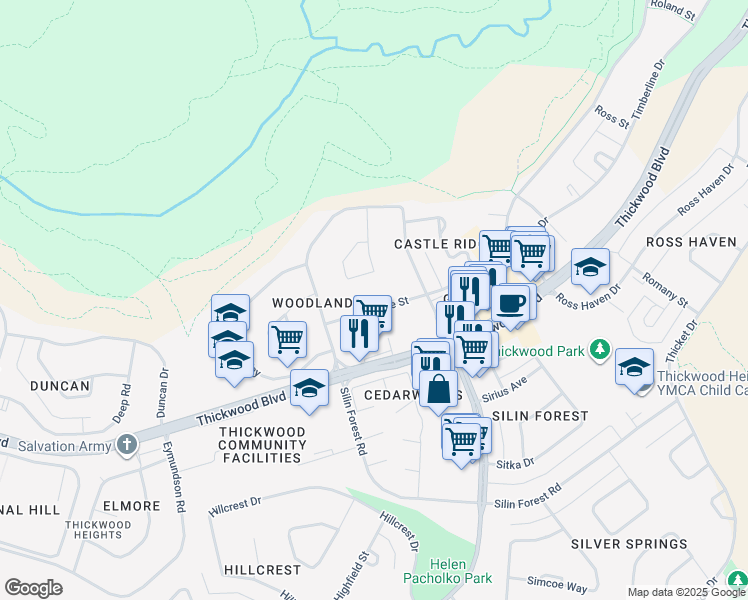 map of restaurants, bars, coffee shops, grocery stores, and more near 116 Spruce Street in Fort McMurray