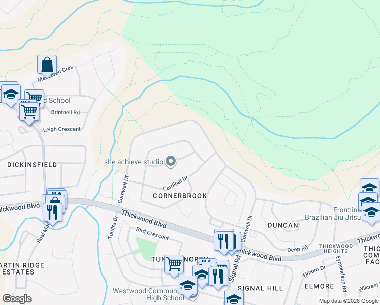 map of restaurants, bars, coffee shops, grocery stores, and more near 149 Cameron Drive in Fort McMurray