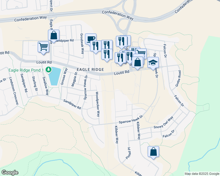 map of restaurants, bars, coffee shops, grocery stores, and more near 132 Sandhill Place in Fort McMurray